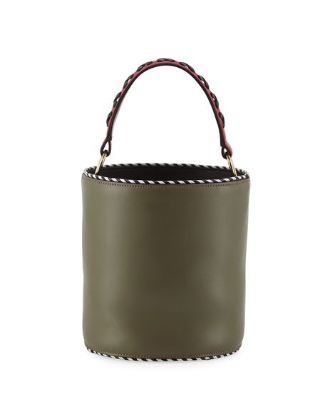 Olivia Leather Twisted Piping Bucket Bag