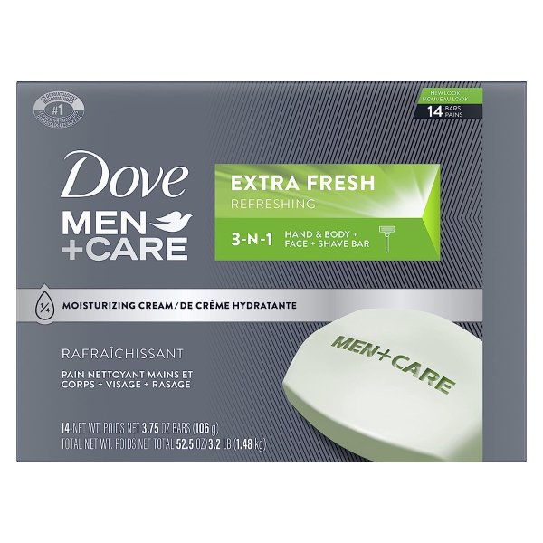 Dove Men+Care Bar 3 in 1 Cleanser Bar Soap 14 Bars
