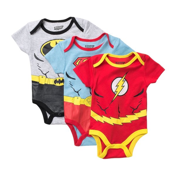 Justice League 3-Pack Bodysuits(Baby Boys)