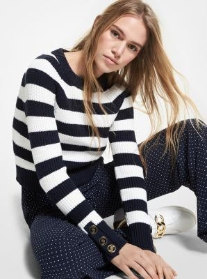 Striped Ribbed Cotton Sweater