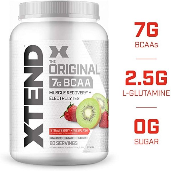 XTEND Original BCAA Powder Strawberry Kiwi Splash | Sugar Free Post Workout Muscle Recovery Drink with Amino Acids | 7g BCAAs for Men & Women| 90 Servings