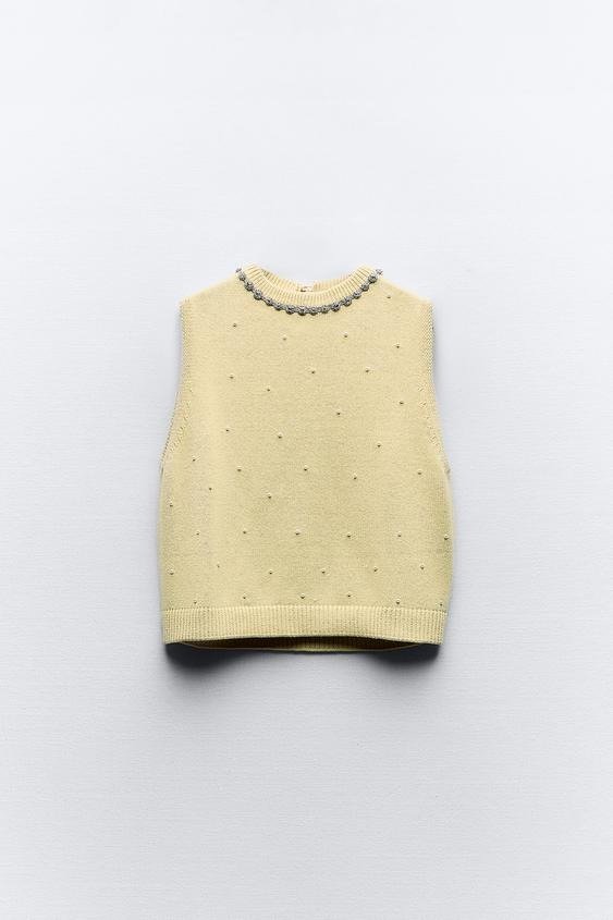 JEWEL AND PEARL KNIT TOP