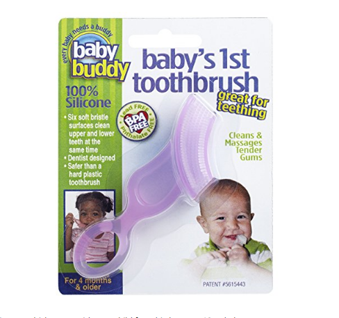 Baby Buddy Baby’s 1st Toothbrush Teether—Innovative 6-Stage Oral Care System Grows With Your Child—Stage 4 for Babies/Toddlers—Kids Love Them, Blue/Pink