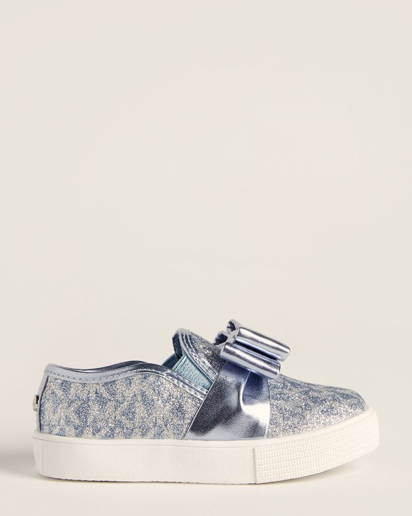 (Toddler Girls) Silver & Blue Cali Glitter Slip-On Sneakers