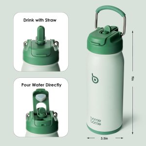BOTTLE BOTTLE 16 oz sports water bottle stainless steel insulated kids water bottle with straw and pills holder for gifts and school