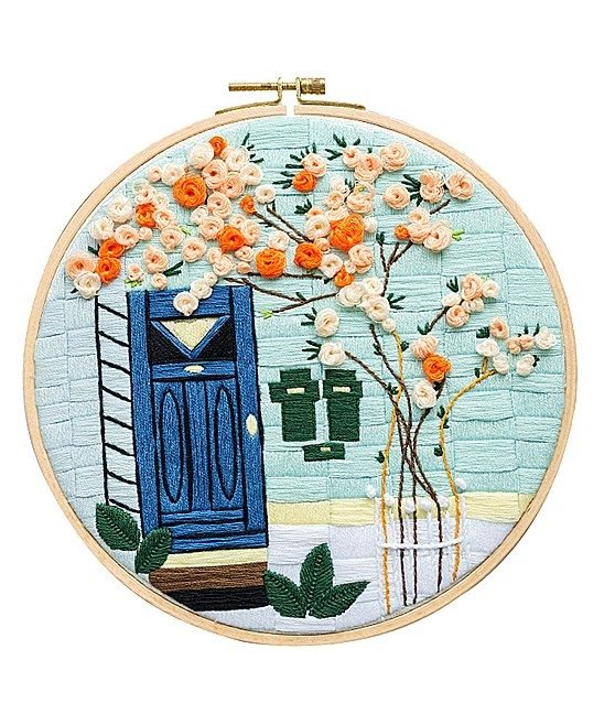 Orange & Blue Spring Girl DIY Thread Embroidery Kit