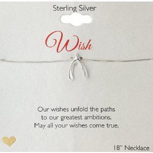 Sterling Silver Wishbone Pendant Necklace, 18"