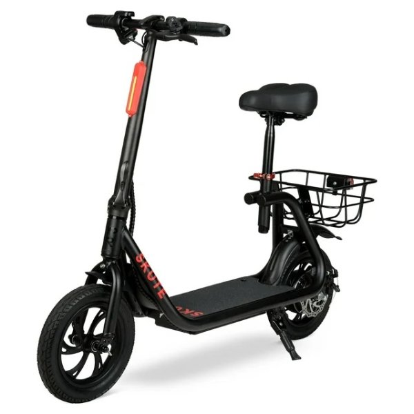 Hyper Toy Company 36V Skute Commute, 12" Seated Electric Scooter w/Basket, 250W Motor