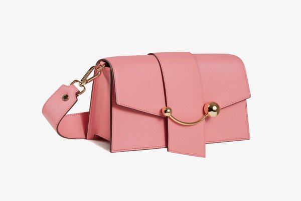 - Mini Crescent - Leather Mini Shoulder Bag - Pink |