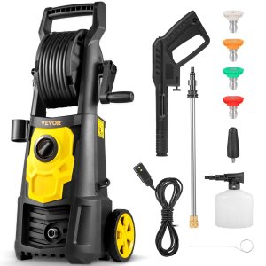 VEVOR Electric Pressure Washer, 2000 PSI, Max 1.65 GPM Power Washer w/ 30 ft Hose & Reel, 5 Quick Connect Nozzles