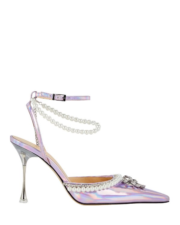 Double Bow Crystal-Embellished Pumps
