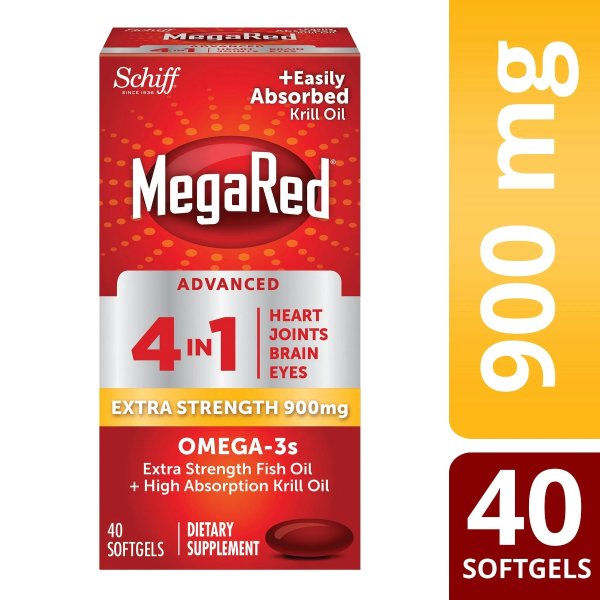 Advanced 4in1 Concentrated Omega-3 Fish & Krill Oil 900mg 40Ct