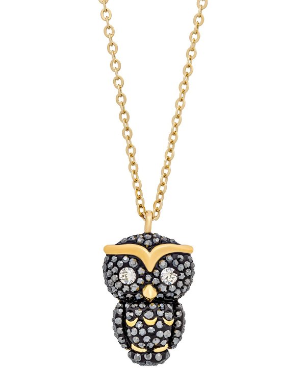 Owl Gold-Plated BlackCrystal Necklace 5366714