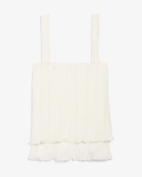 Pleated Layered Square Neck Tank