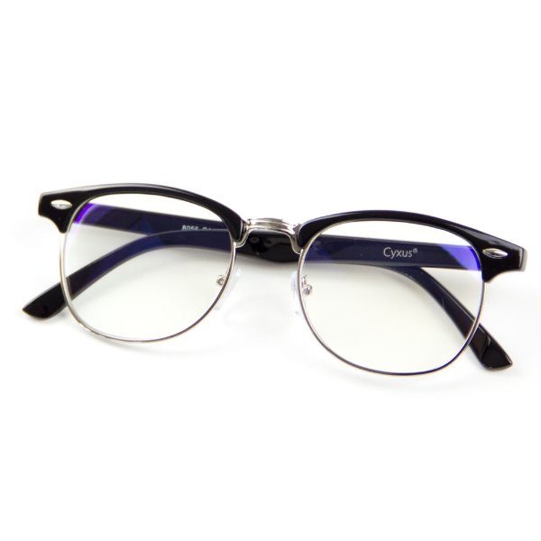 Blue Light Blocking Computer Glasses Anti Eyestrain Headaches UV, Semi-Rimless Black Frame Unisex(Men/Women) Eyewear