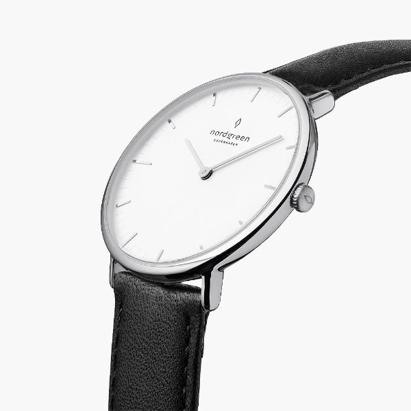 Native | White Dial - Black Leather - Nordgreen Global