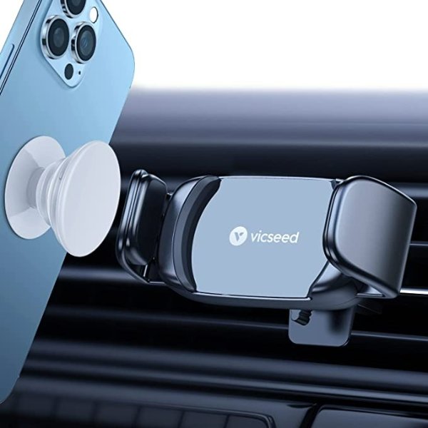 Universal Car Phone Holder Mount - Socket Grip & All Case Friendly - Vent Phone Mount for Car【Strongest Clamp】 Cell Phone Holder Car Vent Car Mount for iPhone 14 Pro Max Plus 13 & All Mobiles