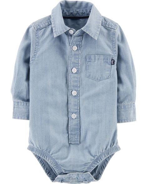 Button-Front Chambray Bodysuit