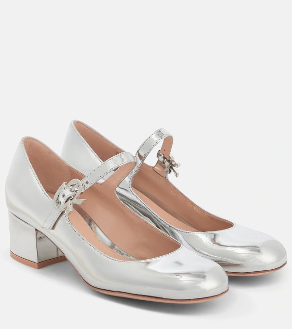 Mary Jane metallic 银色玛丽珍鞋