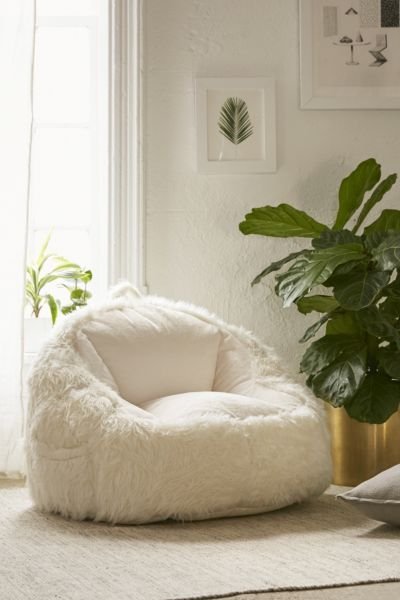 Faux Fur Electronics Storage Bean Bag Chair