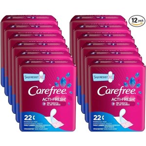 CarefreeActi-Fresh Panty Liners, Thin to Go, Unscented, 22 Count (Pack of 12)