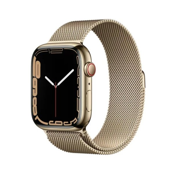Watch Series 7 GPS + Cellular, 45mm Gold Stainless Steel Case with Gold Milanese Loop