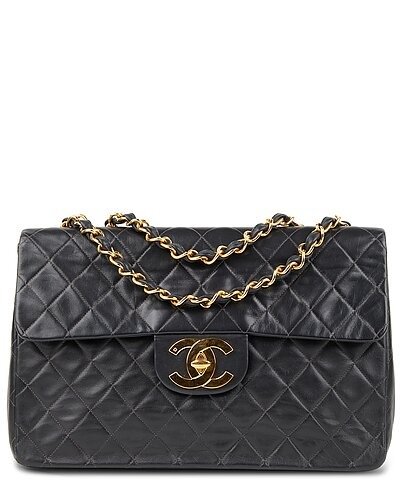 Gilt Chanel Black Quilted Lambskin Leather Maxi XL CC Flap Bag (Authentic  Pre-Owned) / Gilt $4250.00