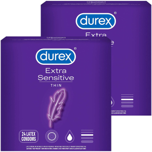 Durex Extra Sensitive & Extra Lubricated, 24 Count (Pack of 2)