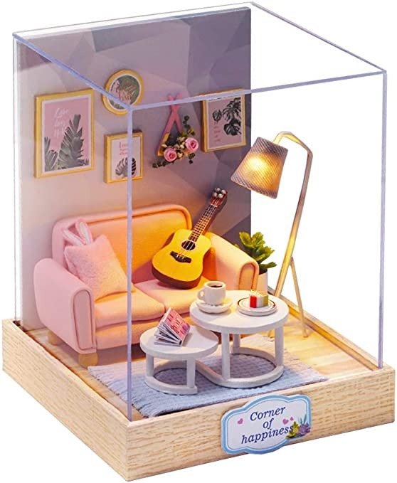 Dollhouse Miniature DIY House Kit Creative Room with Furniture for Romantic Artwork Gift (Afternoon Tea Time)