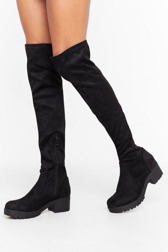 Tell Me When It's Over-the-Knee Faux Suede Boots