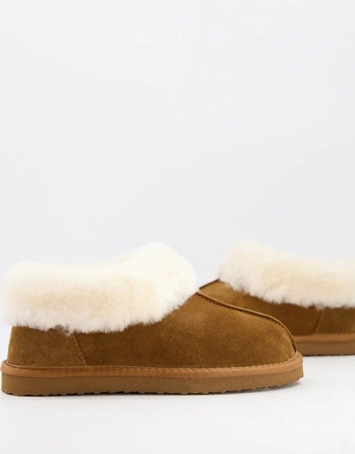 sheepskin boot slippers in tan 