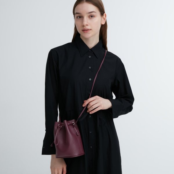 Faux-Leather Drawstring Mini Shoulder Bag