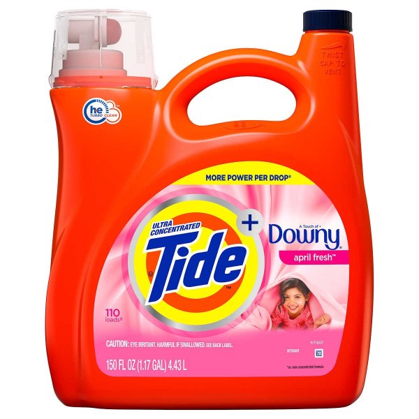 Ultra Concentrated with Downy HE Liquid Laundry Detergent, April Fresh, 110 loads, 150 fl oz