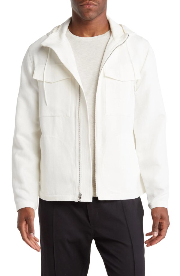 Hooded Cotton & Linen Jacket