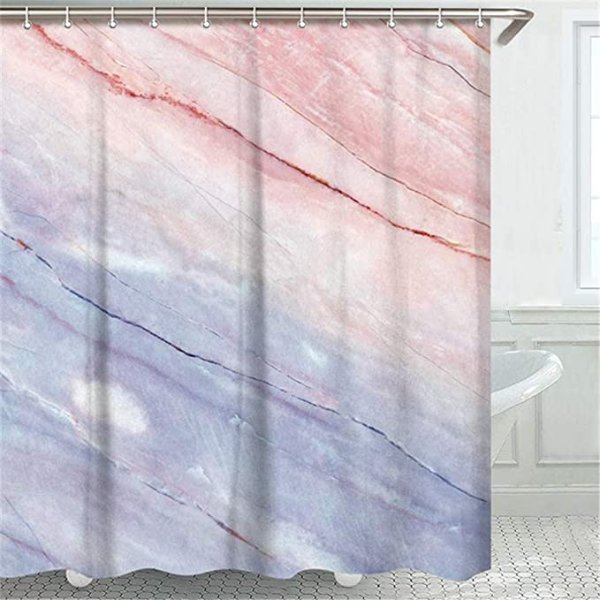 LIVILAN Marble Texture Shower Curtain, Pink and Blue Ink Fabric Bathroom Curtain Set with Hooks Abstract Art Bathroom Decoration 72x72 Inches Machine Washable