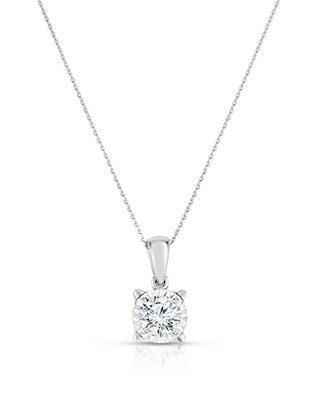 Diamond Solitaire Plus 18" Pendant Necklace (3/4 ct. t.w.) in 14k White Gold