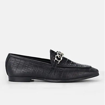 Chain-Embellished Crocodile-Stamped Leather Loafers Chain-Embellished Crocodile-Stamped Leather Loafers