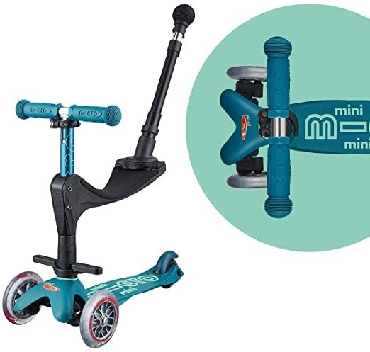 - Mini 3in1 Deluxe Plus 3-Stage Ride-on Micro Scooter with Pushbar for Parents, Toddler Toy for Ages 12 Months to 5 Years