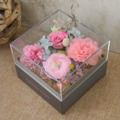 Preserved Real Pink Carnations Arrangement | Crystalline Rose Box