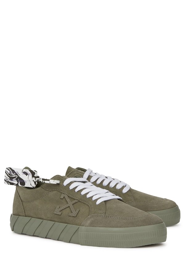 Low Vulcanized olive suede sneakers