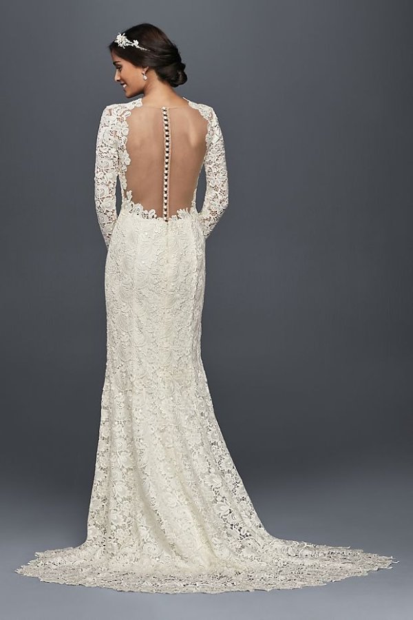 Long Sleeve Lace Wedding Dress with Open Back