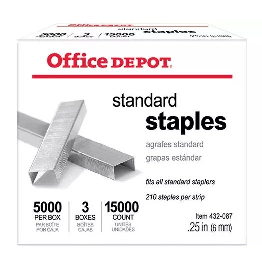 Brand Standard Staples, 1/4in, 5,000 Staples Per Pack, Box Of 3 Packs | Lenovo US