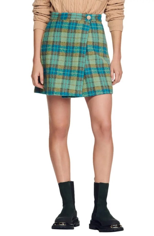 Darla Plaid Wool Skirt