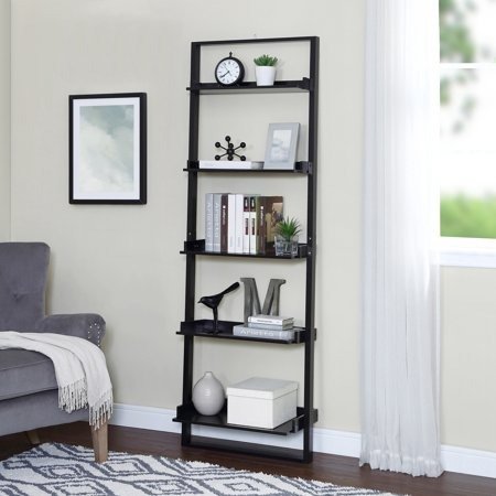 Leaning Ladder 5-Shelf Bookcase, Espresso