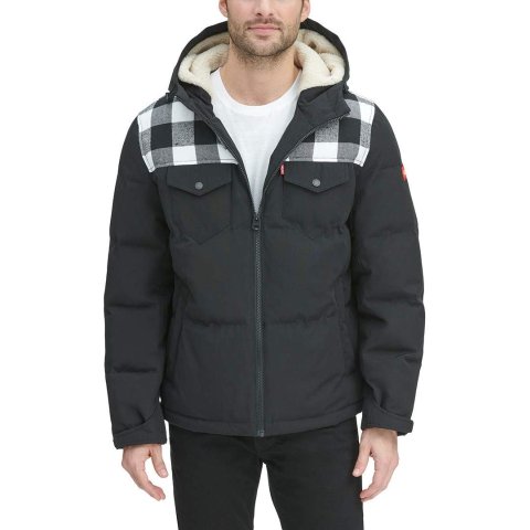 Levi's Men's Heavyweight Mid-Length Hooded Military Puffer Jacket - Dealmoon