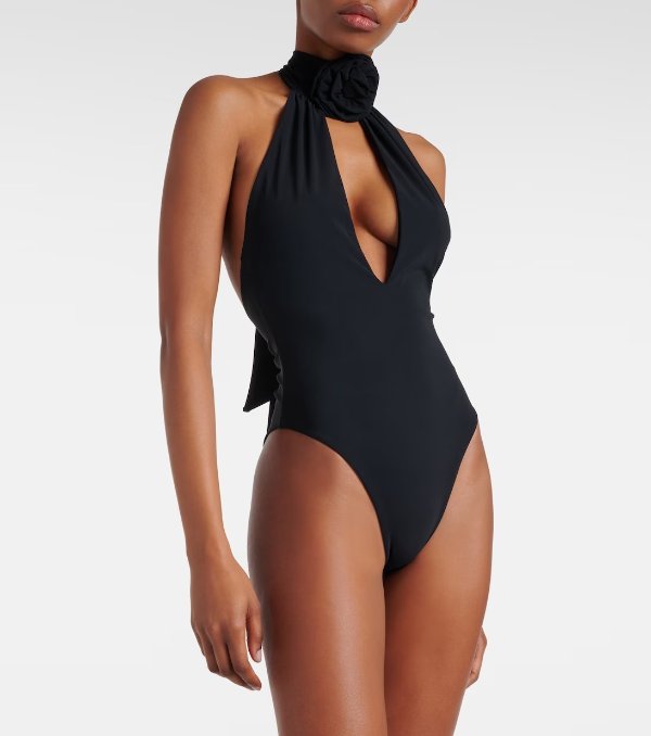 Halterneck cutout swimsuit