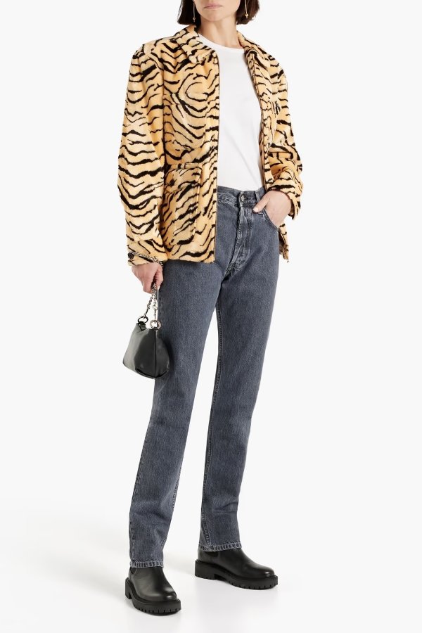Tiger-print faux fur jacket