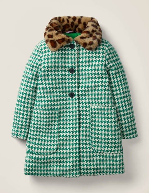Wonderful Wool Coat - Hike Green Dogtooth Check | Boden US