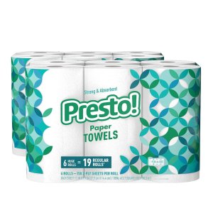 Presto! Flex-a-Size Paper Towels, 158-Sheet Huge Roll, 6 Count (Pack of 2), 12 Huge Rolls