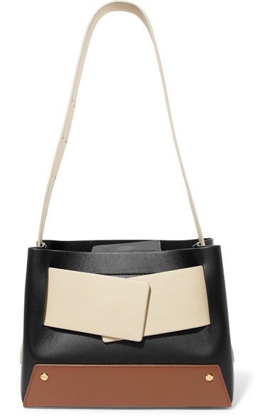 Biggy color-block textured-leather tote